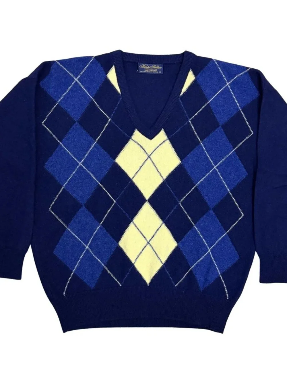 VINTAGE BROOKS BROTHERS 100% Lambswool Sweater Argyle Casual Mens Medium
